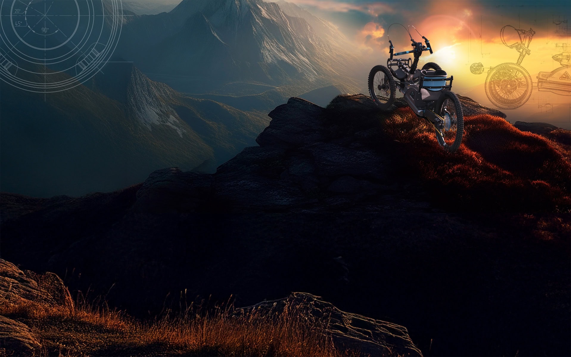 SOLIDWORKS 3D rendering of Bowhead adaptive ebike